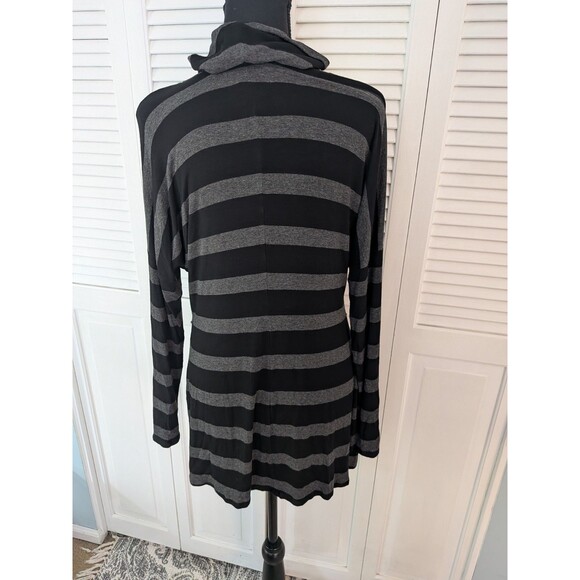 WHBM Sweater Tunic Womens L Black Grey Striped Cowl Neck Whimsigoth Career Top - Picture 6 of 11